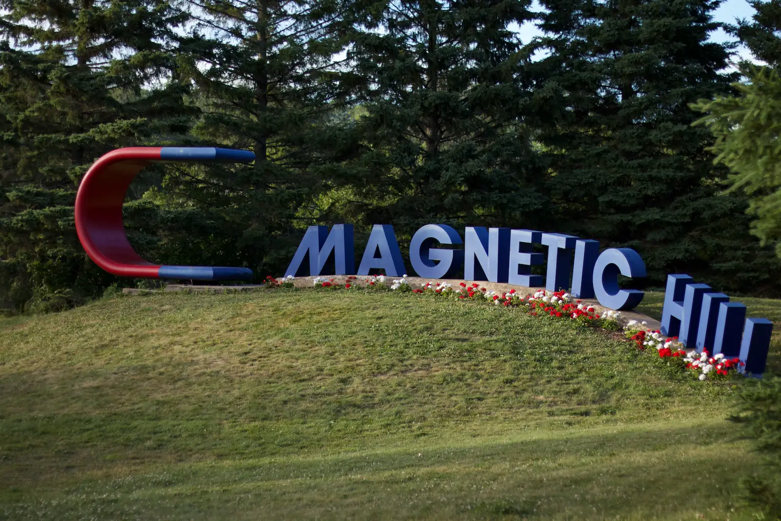 magnetic hill sign in new brunswick